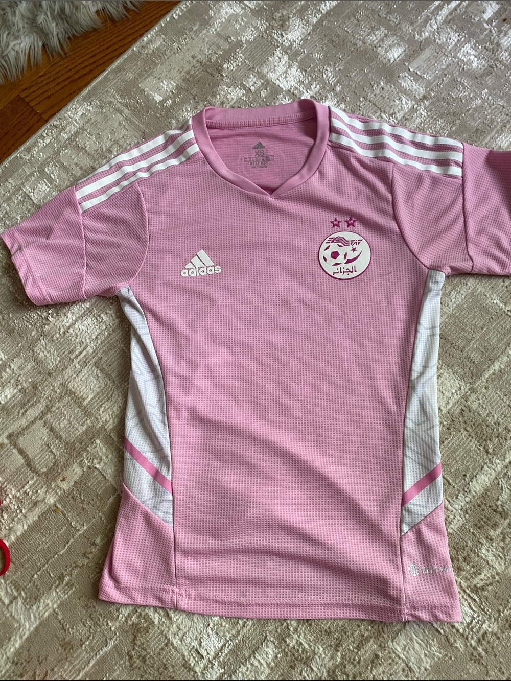 Adidas Pink and White Soccer Jersey